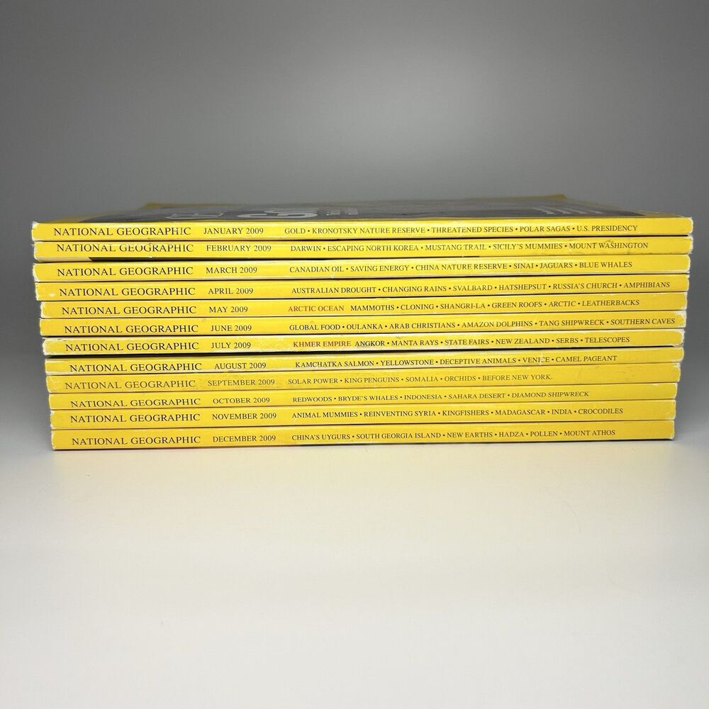 2009 National Geographic Magazine Full Year 12 Issues, Maps & Inserts, Jan-Dec